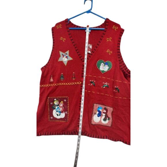 Holiday Editions Snowman Red Vest "Ugly Christmas Sweater" Size 2X - Picture 5 of 8